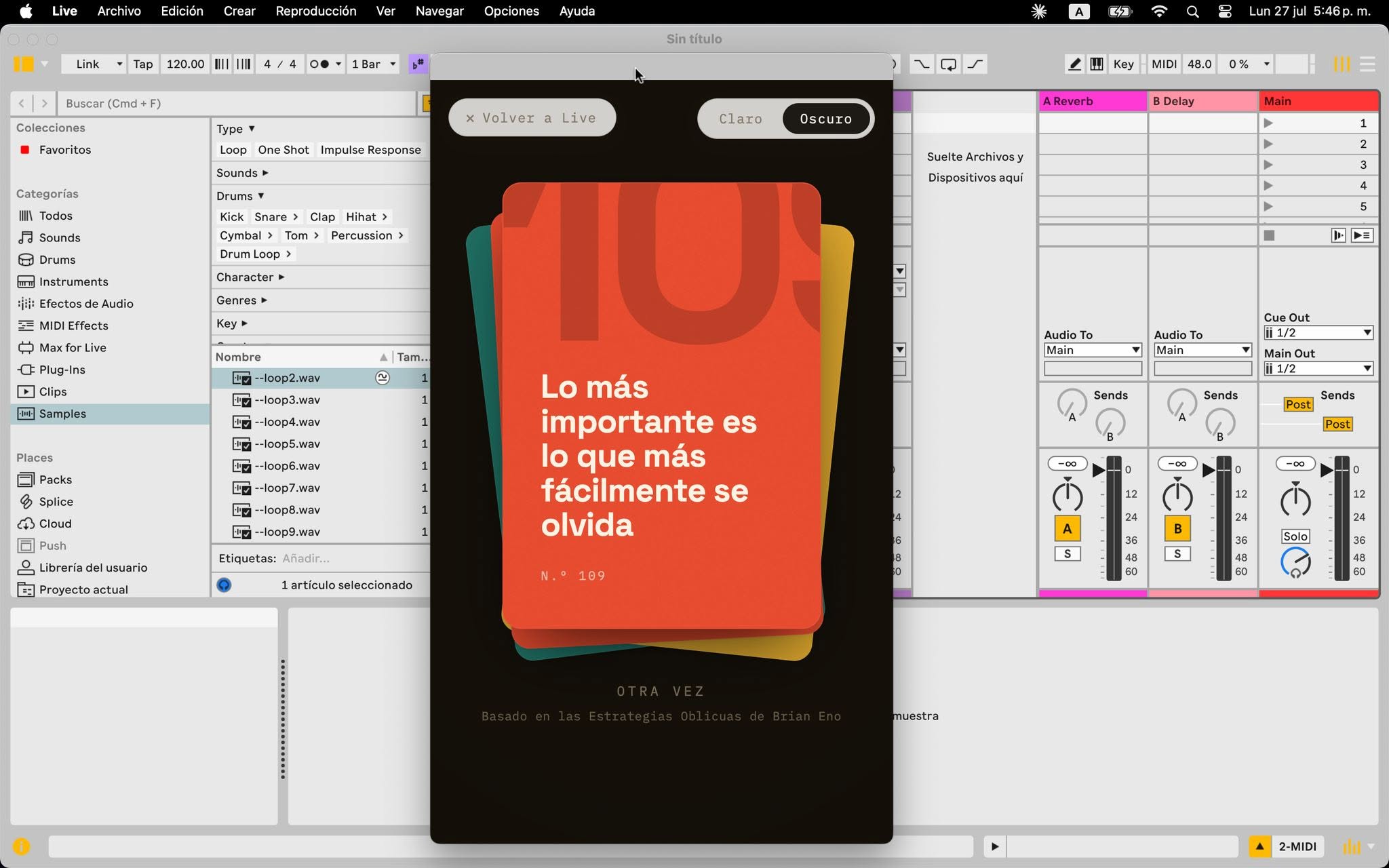 Extensión Estrategias Oblicuas para Ableton Live